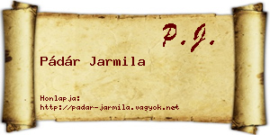 Pádár Jarmila névjegykártya